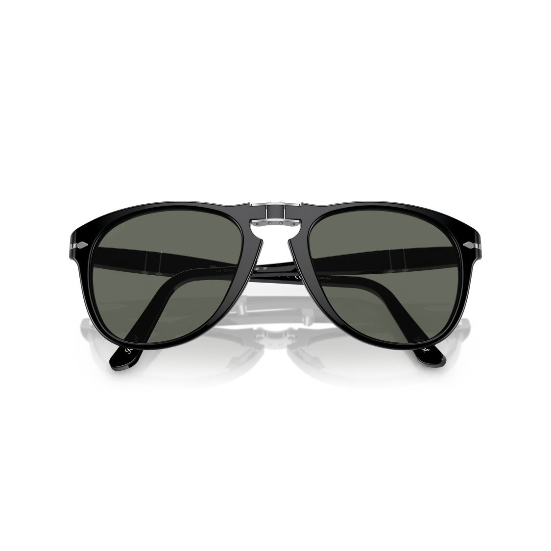 Persol 0Po0714 Rounded Black Acetate Sunglasses With Keyhole Bridge