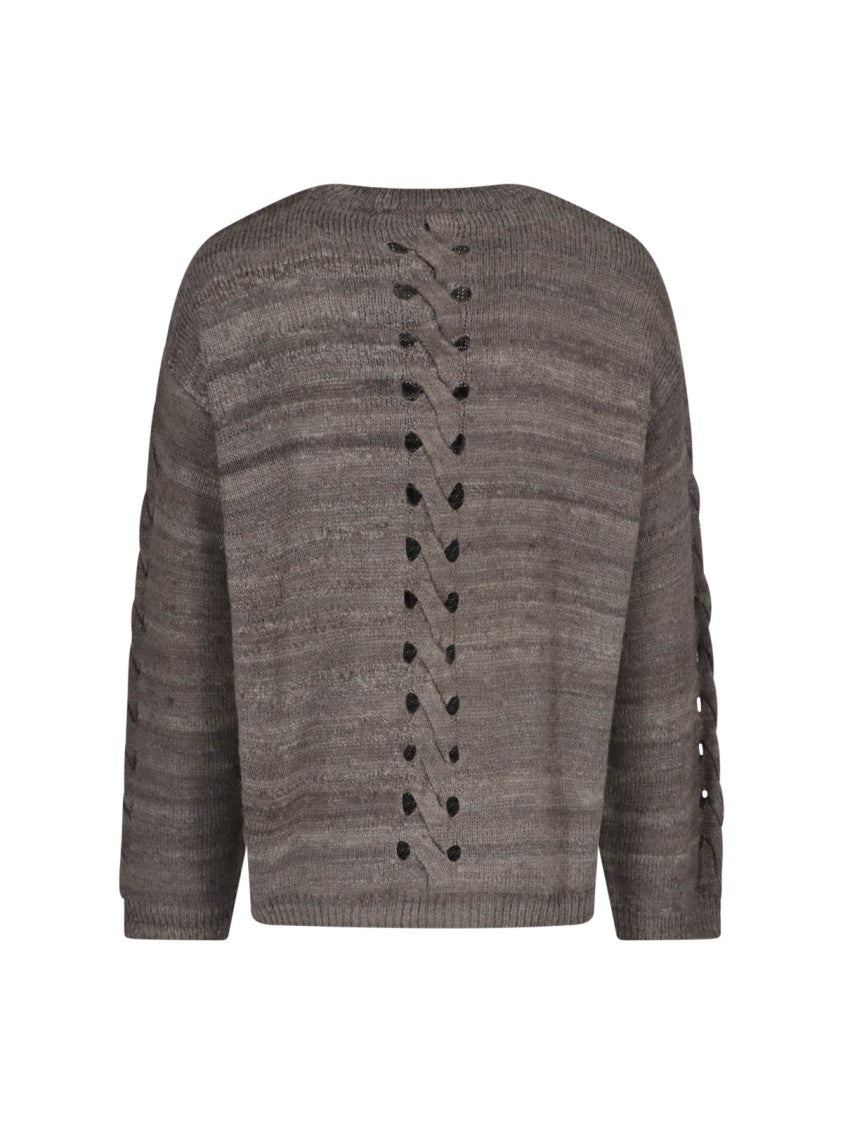 Our Legacy Brownish-Grey Textured Knit Loose Sweater