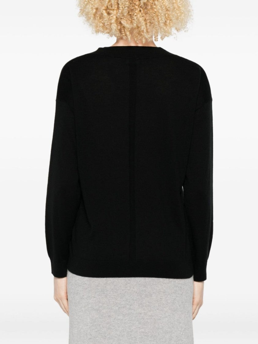 Alpha Studio Black V-Neck Sweater In Silk-Cashmere Blend