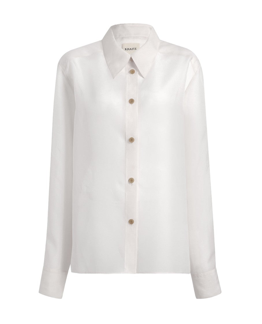Khaite Translucent Organza Shirt With Pointed Collar