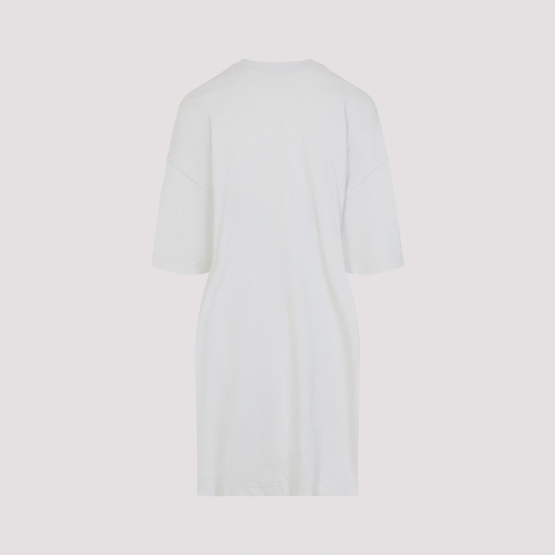 Balenciaga White Cotton Dress With Round Neckline And Short Sleeves