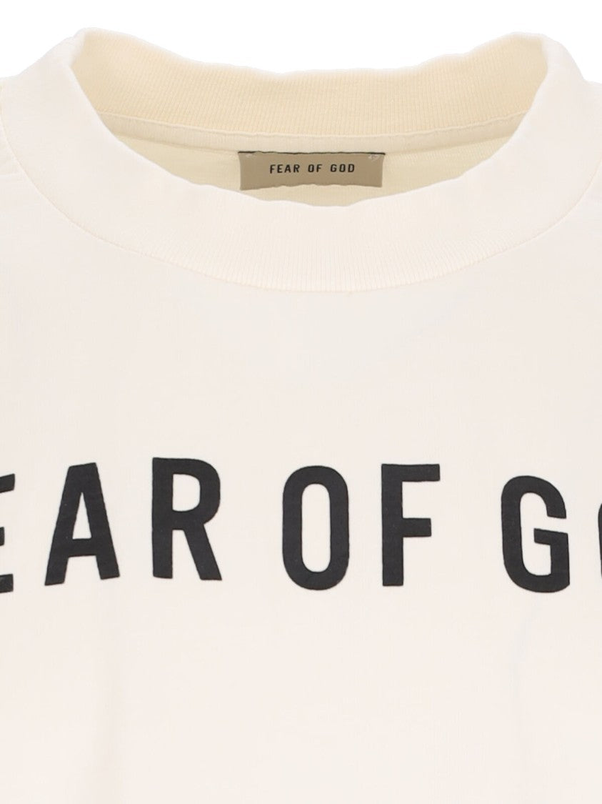 Fear Of God Thunderbird Logo T-Shirt In Cream Cotton