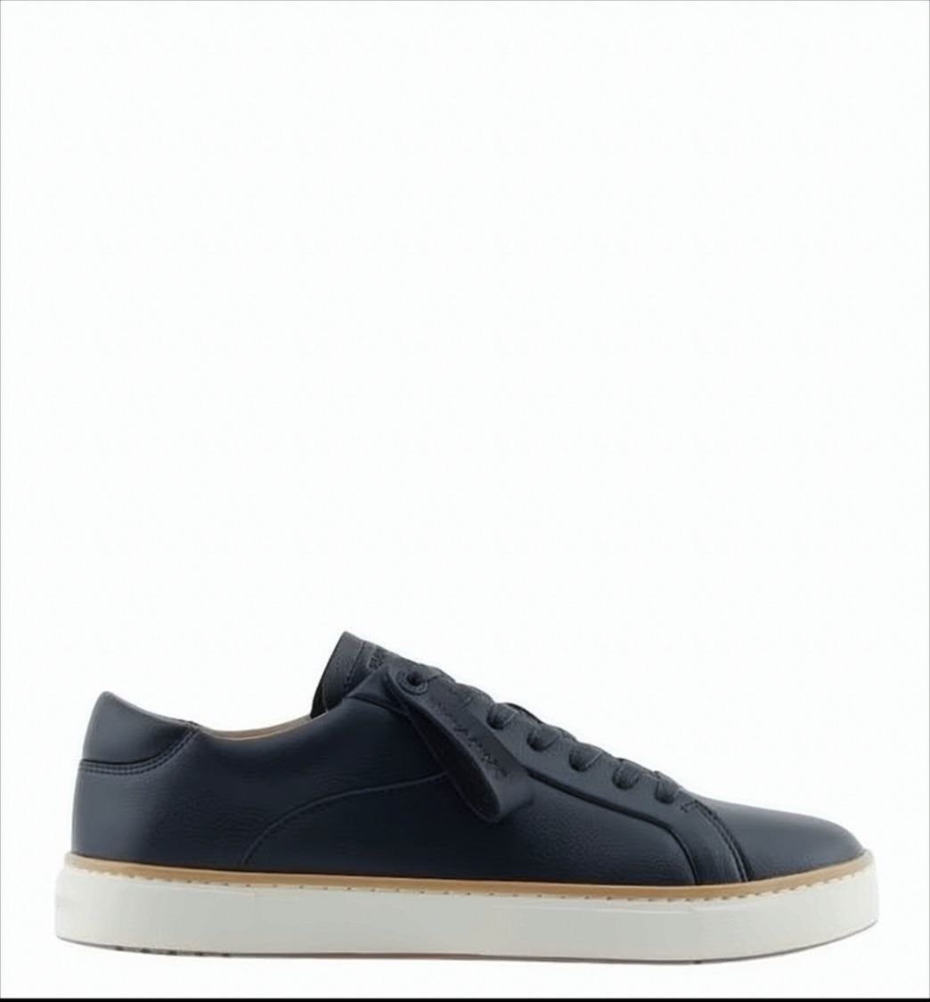 Emporio Armani Leather Sneakers With Contrasting Welt Detail