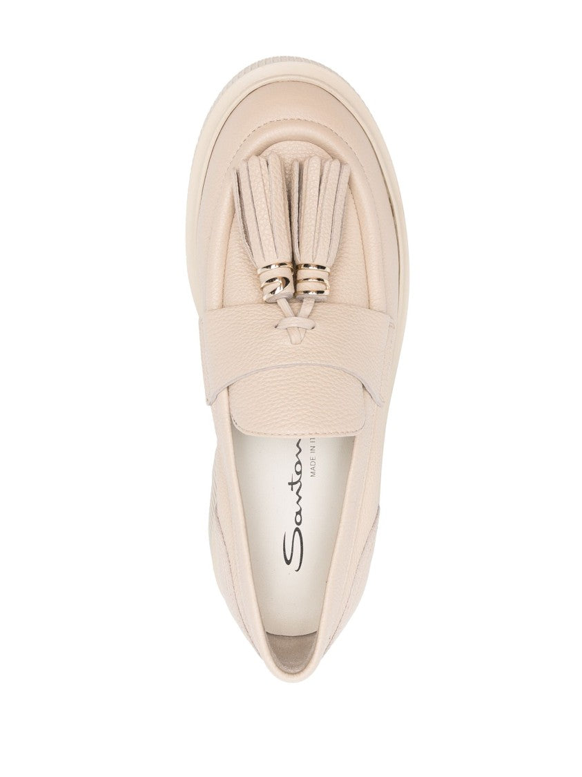 Santoni Pink Leather Loafers