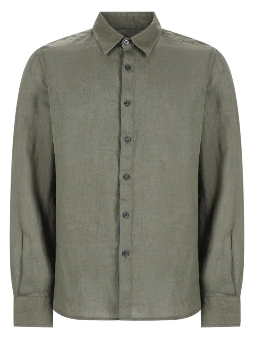 120% Lino Relaxed Linen Button-Down Casual Shirt
