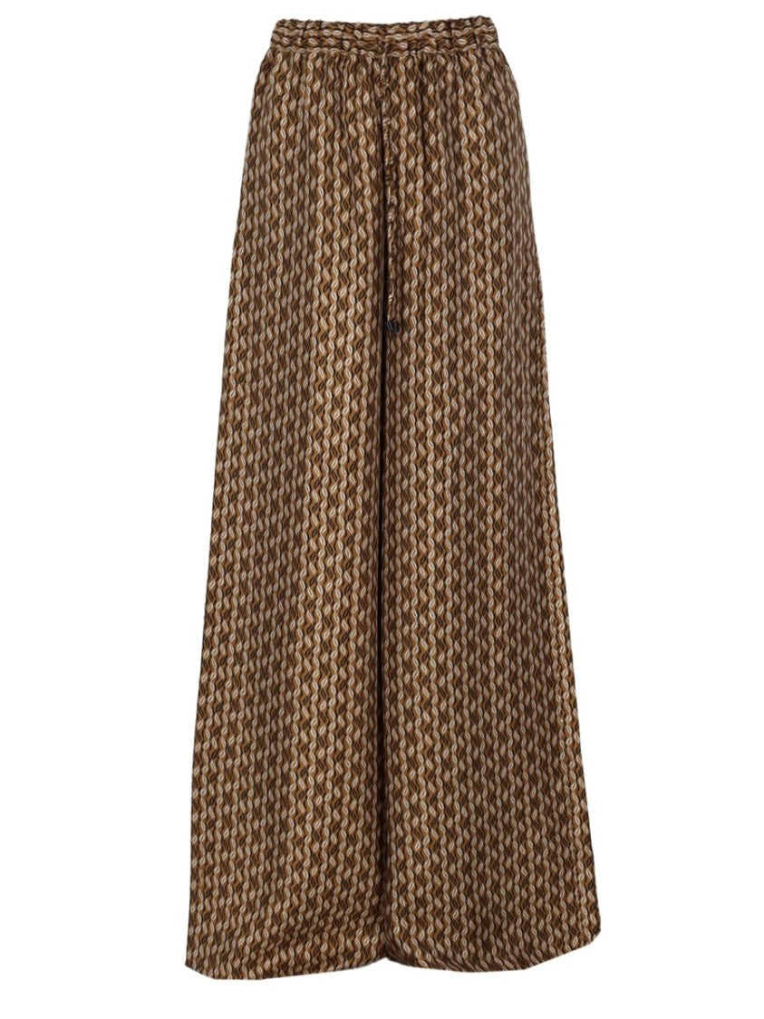 Max Mara Wide-Leg Silk Pants With Intricate Geometric Pattern