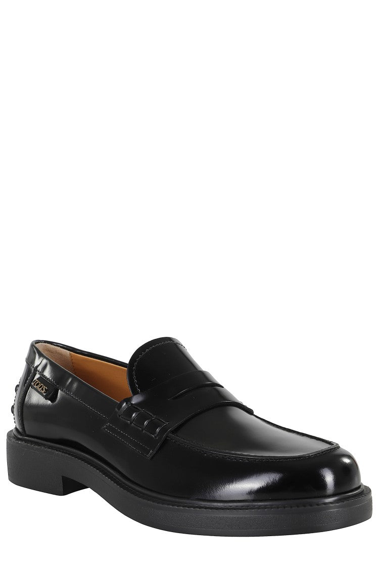 Tod's Polished Leather Loafers With Grommet-Detail Heel