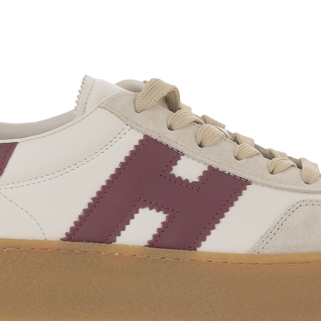Hogan Leather Sneakers With Suede Inserts And Contrast Heel Tab