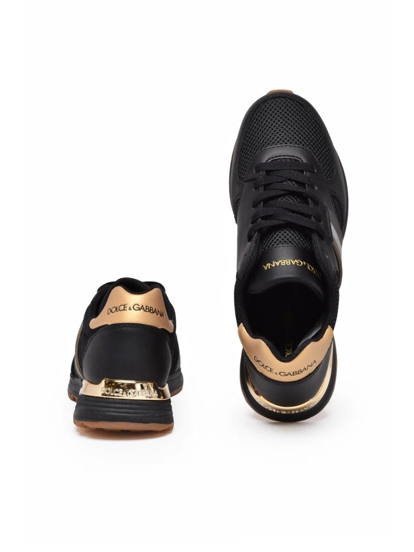 Dolce & Gabbana Black Action Metallic Accents Leather-Blend Sneakers