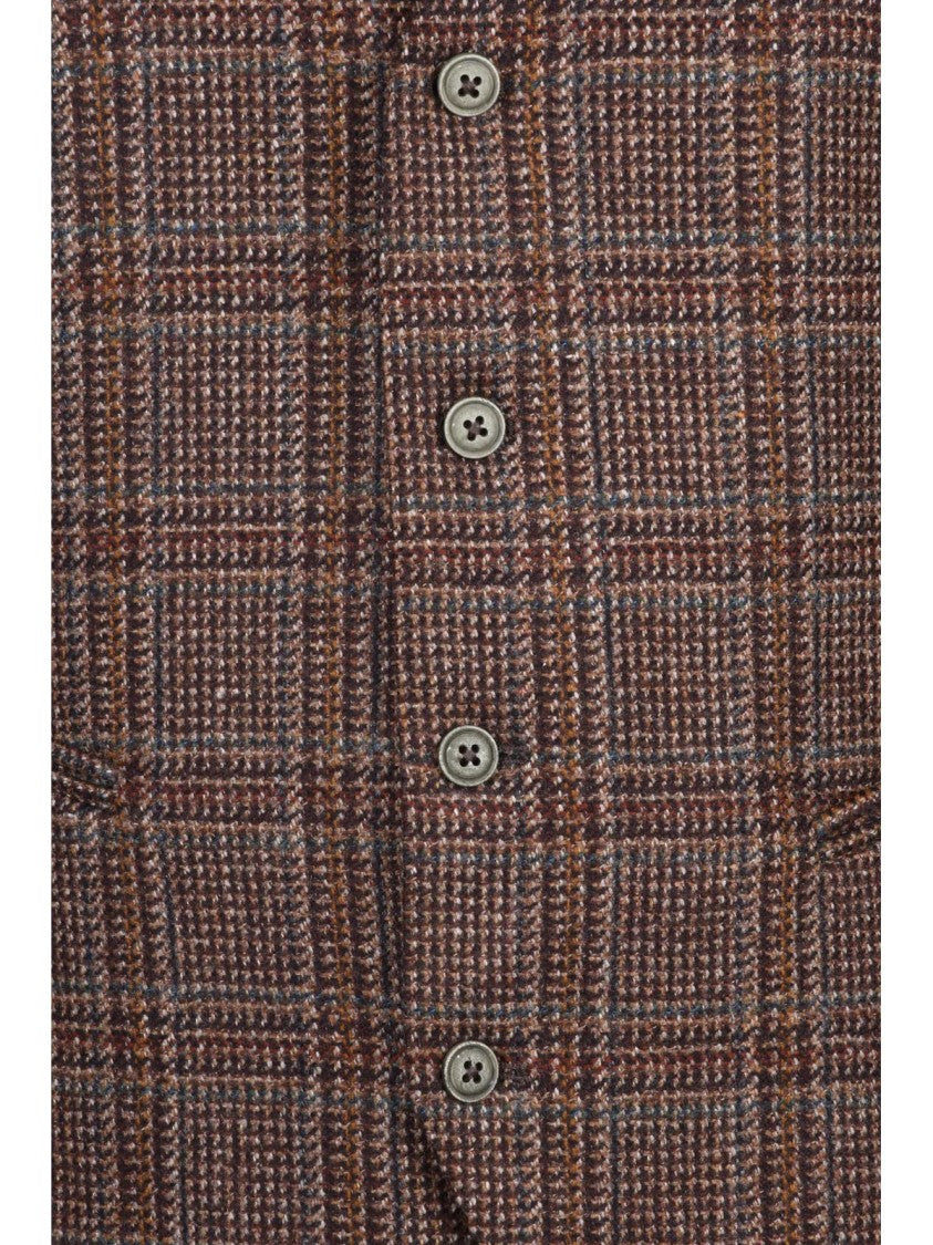 Old Crest Brown/Green Checkered Tailored Wool-Blend Vest