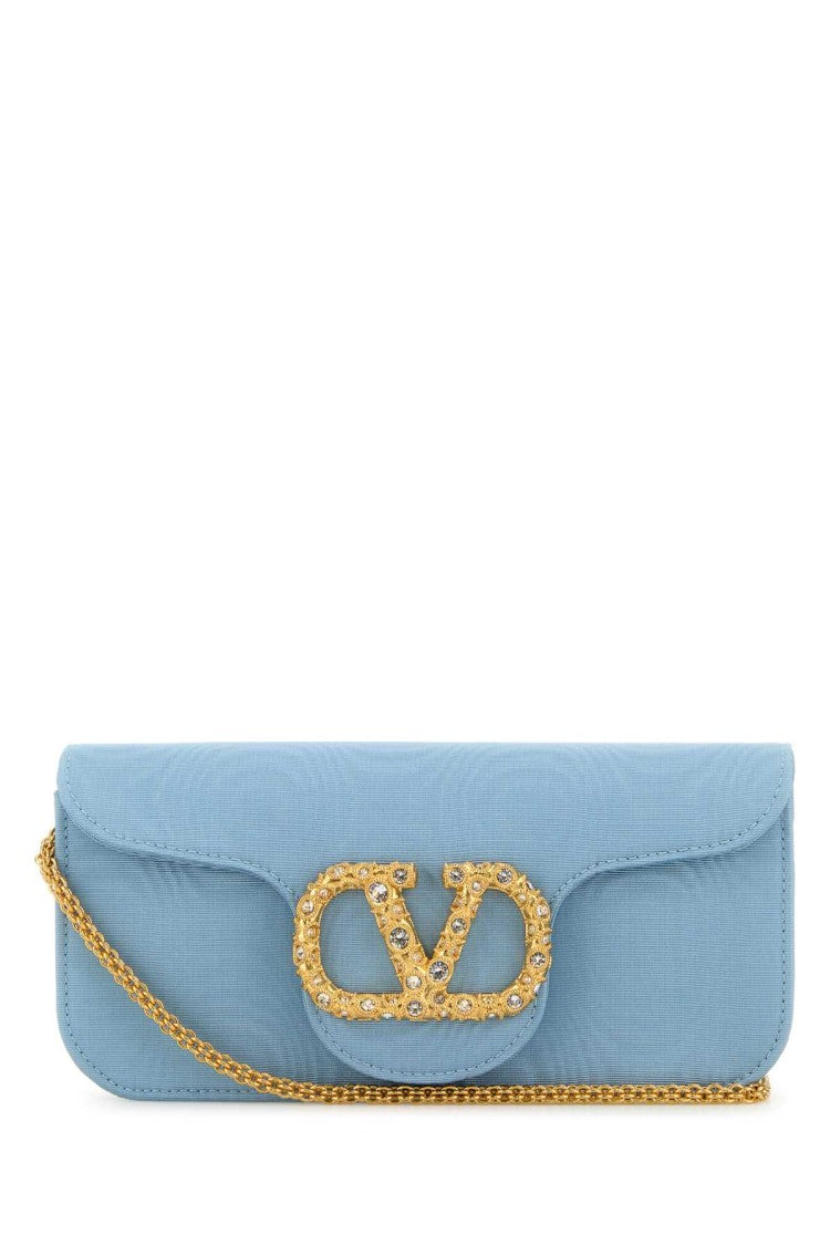 Valentino Garavani Light Blue Fabric Locã² Clutch