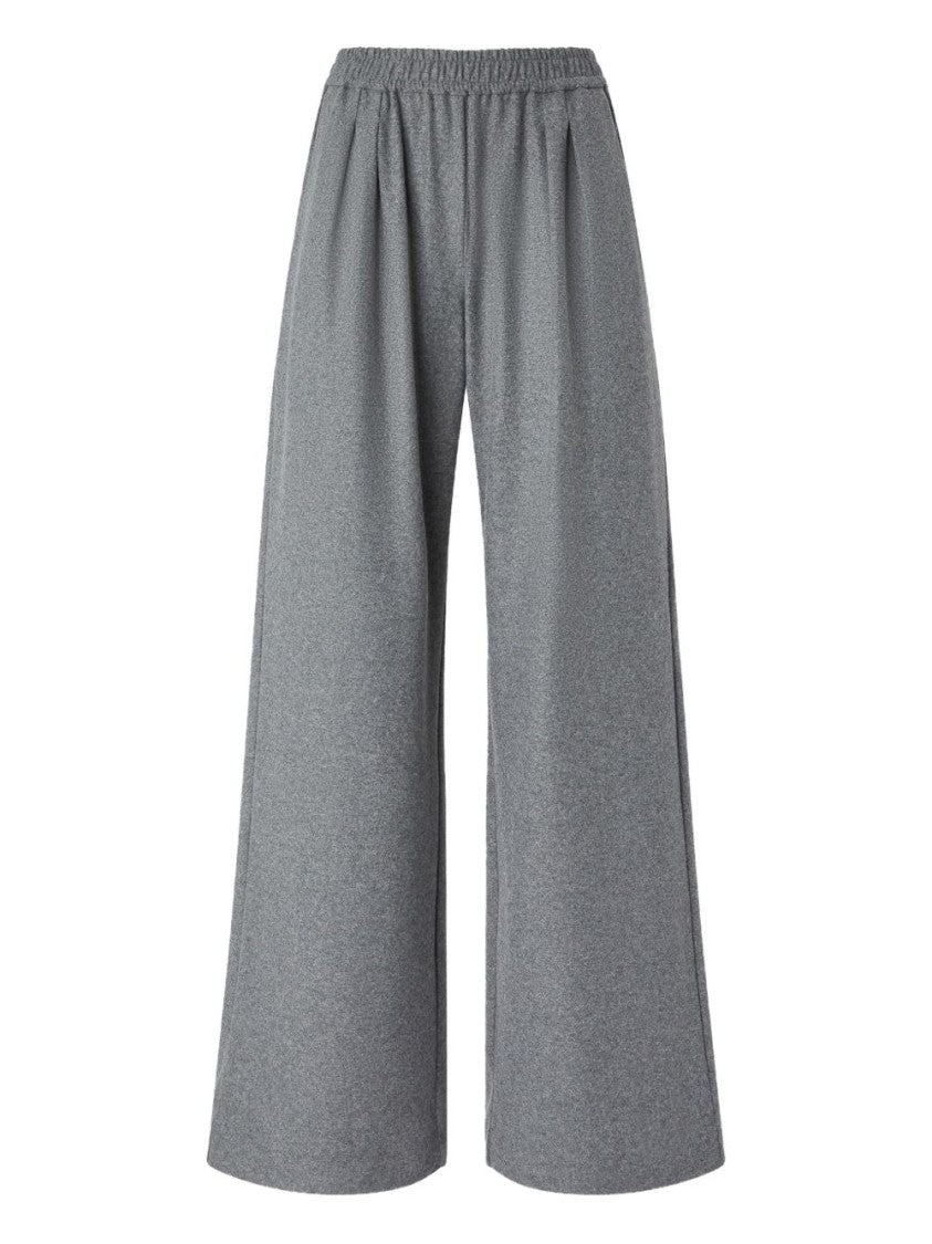 Pinko Wide-Leg Heathered Grey Trousers With Elegant Pleats