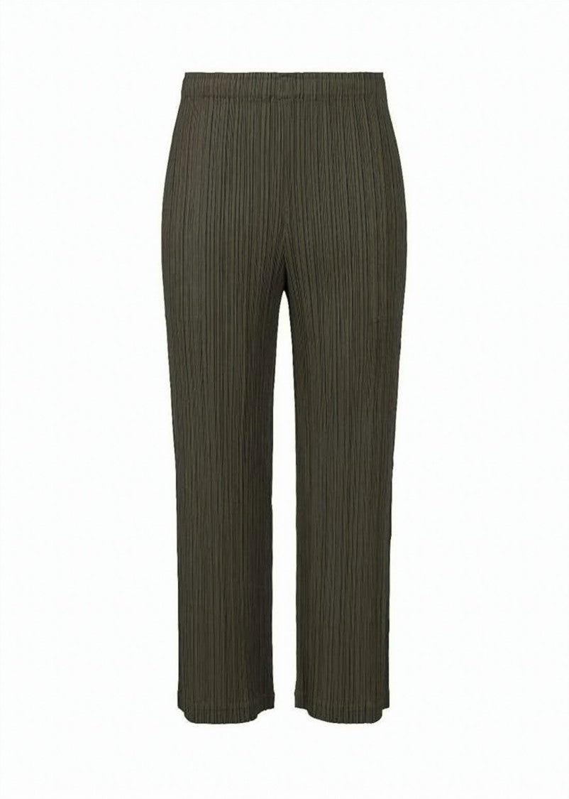 Pleats Please Pleated Textured Cropped Pants With Elastic Waistband