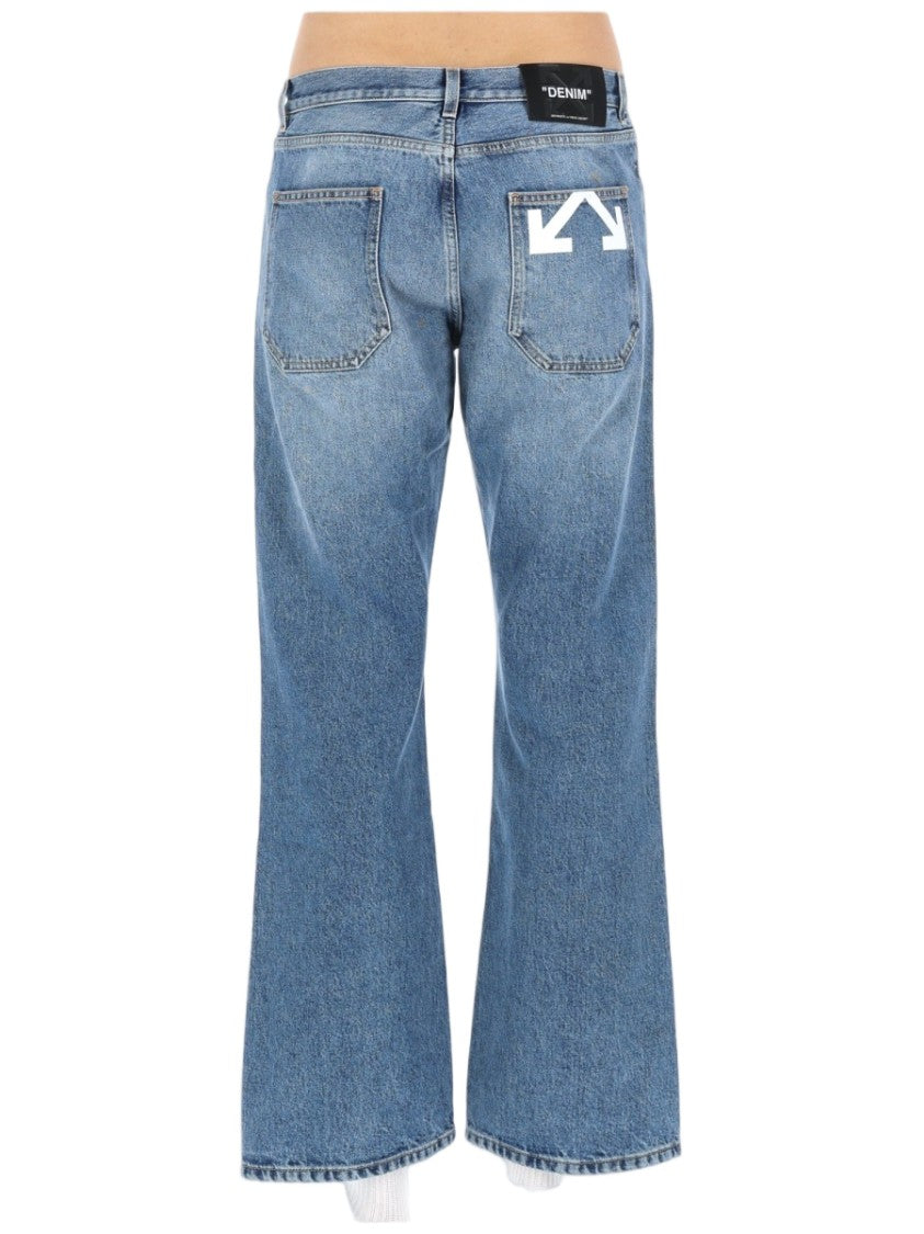 Off-White Blue Wash Denim Flared Jeans