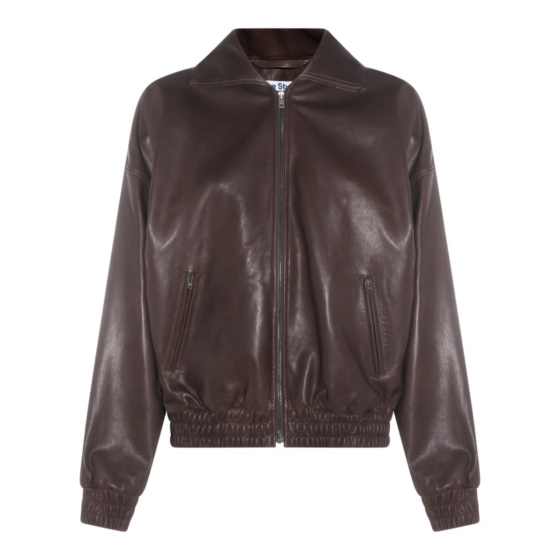 Acne Studios Dark Brown Leather Zip Jacket