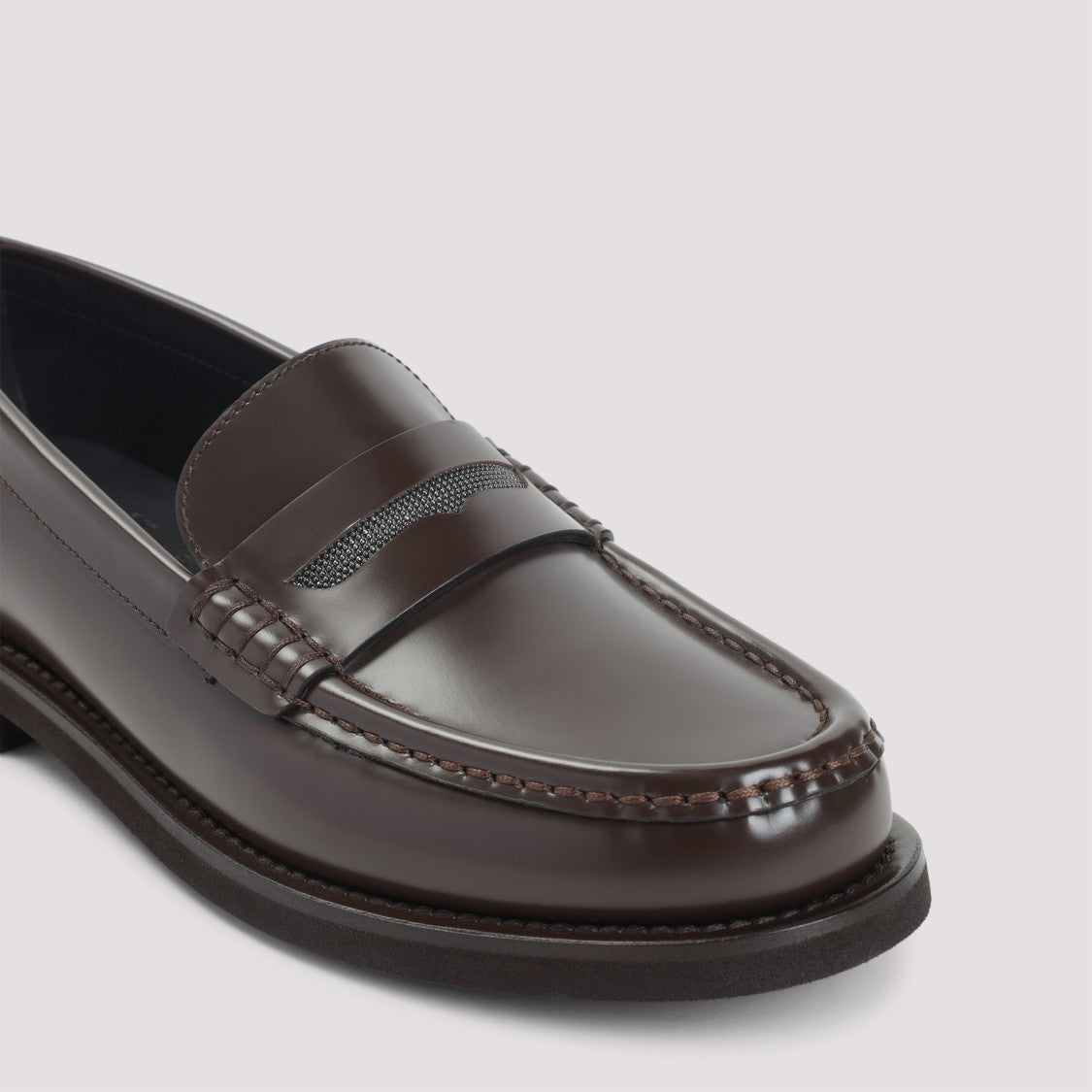 Brunello Cucinelli Dark Brown Leather Loafers