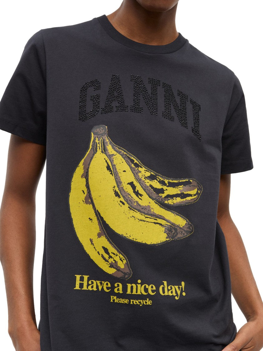 Ganni Playful Banana Graphic Relaxed-Fit T-Shirt