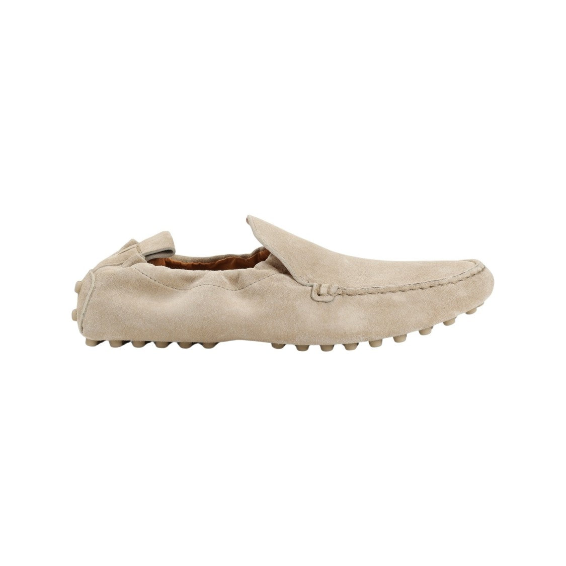 Tod's Rope Beige Suede Loafers With Signature Gommini Sole