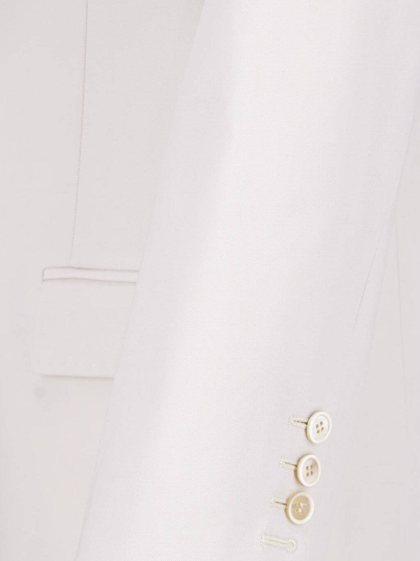 Maison Margiela Double-Breasted White Wool Blazer With Four Stitches Logo
