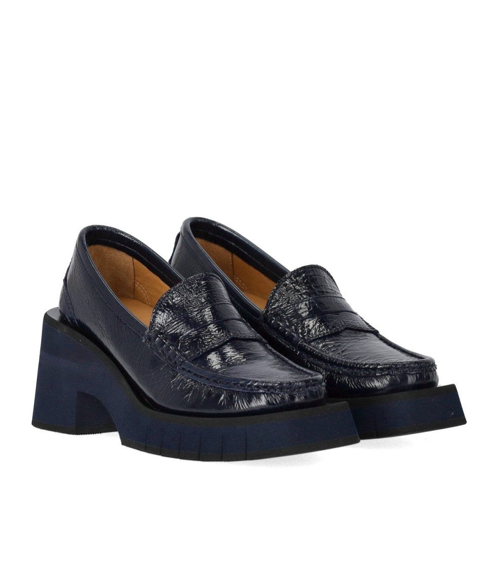 Paloma Barceló Odele Navy Blue Heeled Loafer