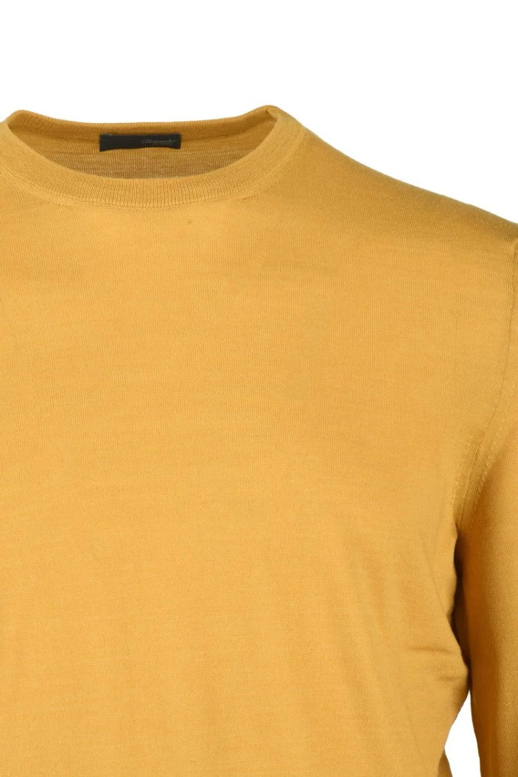 Drumohr Thin Merino Wool Crew Neck Pullover - Black/Orange