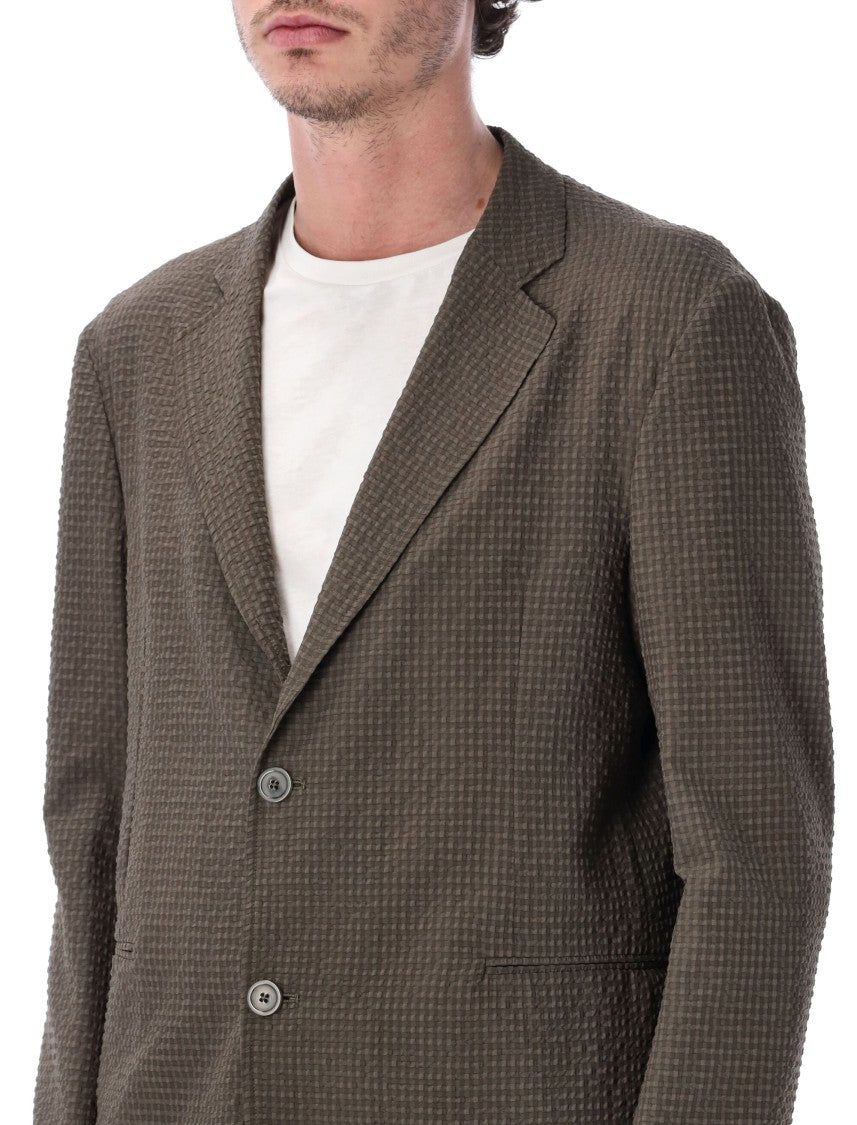 Emporio Armani Seersucker Classic Notch Lapel Blazer