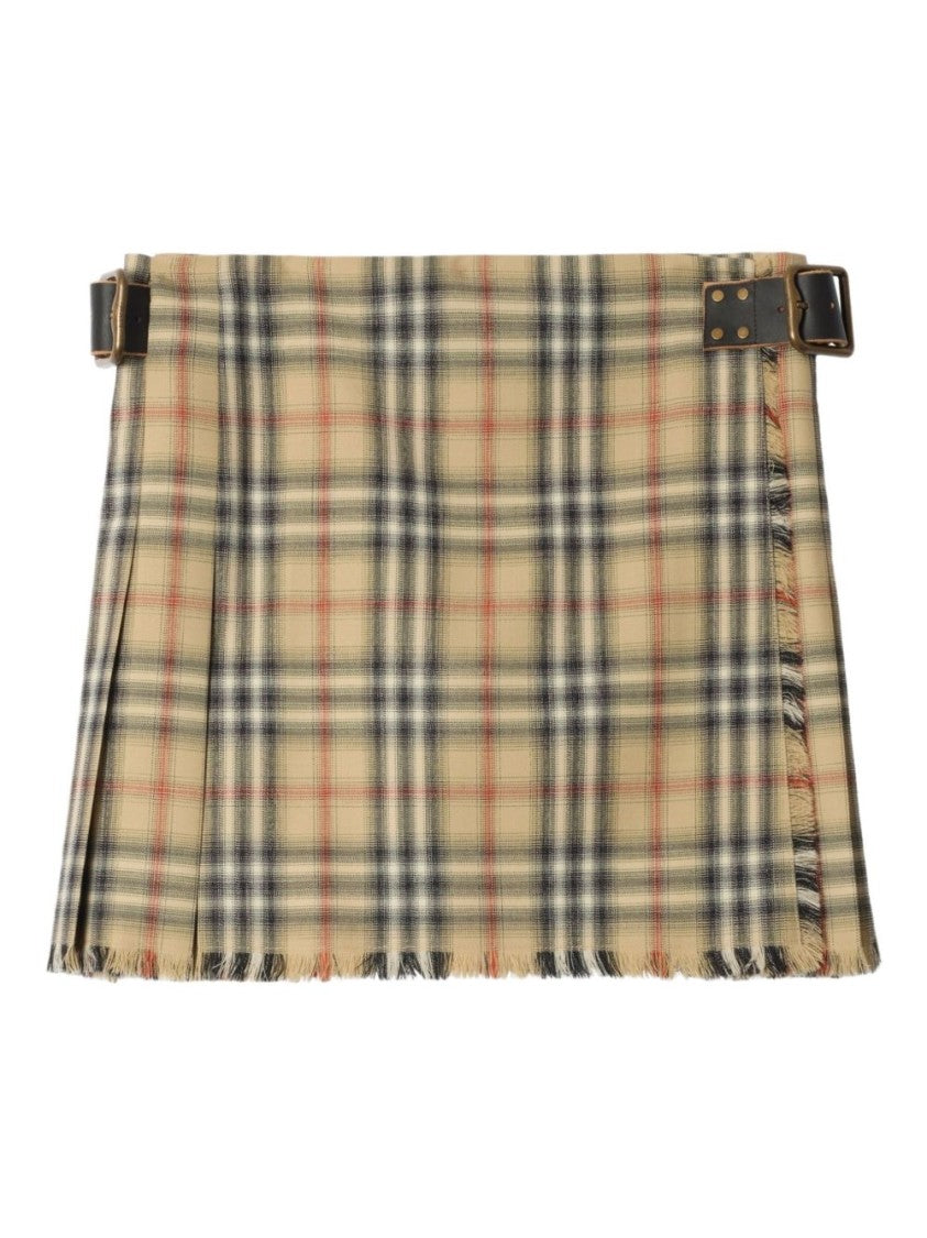 Burberry Multicolor Wrap Fastening Wool Mini Skirt