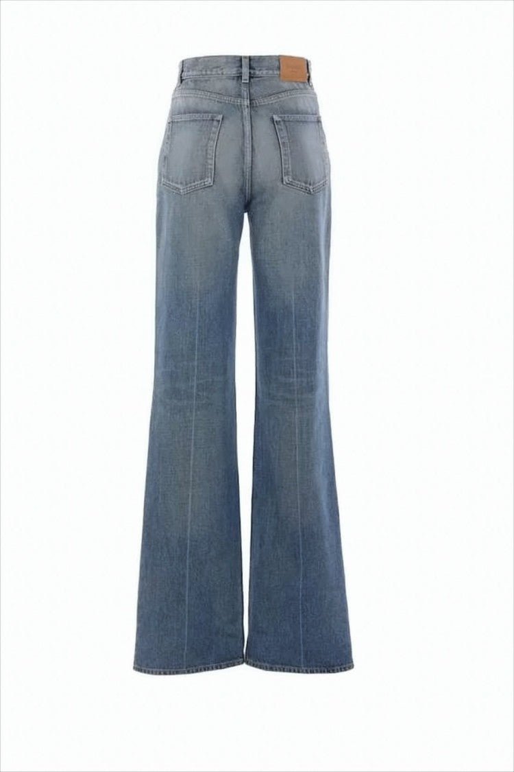 Saint Laurent High-Waisted Wide-Leg Denim Pants With Classic Five-Pocket Styling