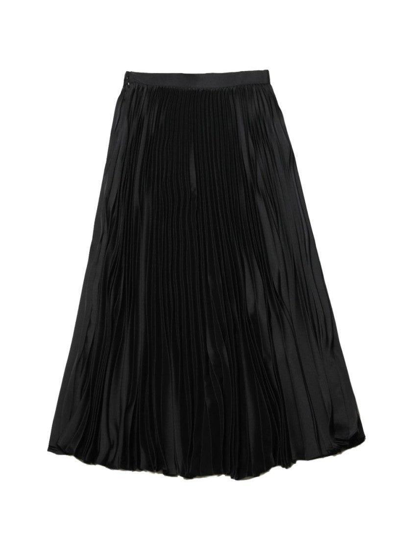 Jil Sander Black Pleated Midi Smooth Skirt