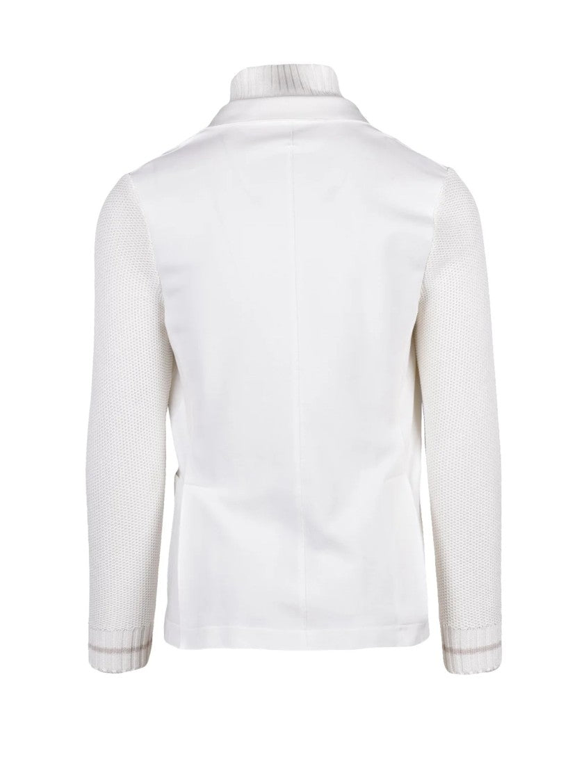 Eleventy White Cotton Polyamide Elastane Blazer