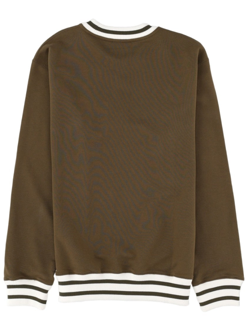 Drôle De Monsieur Slogan Contrasting Ribbed Cotton Sweatshirt