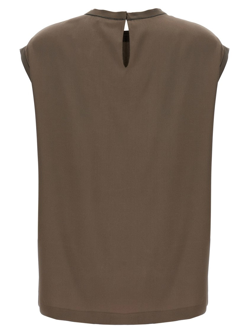 Brunello Cucinelli Monile Satin T-Shirt