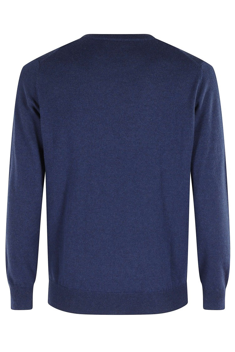 Kangra Open Blue Wool Crew Neck Sweater By Kangra