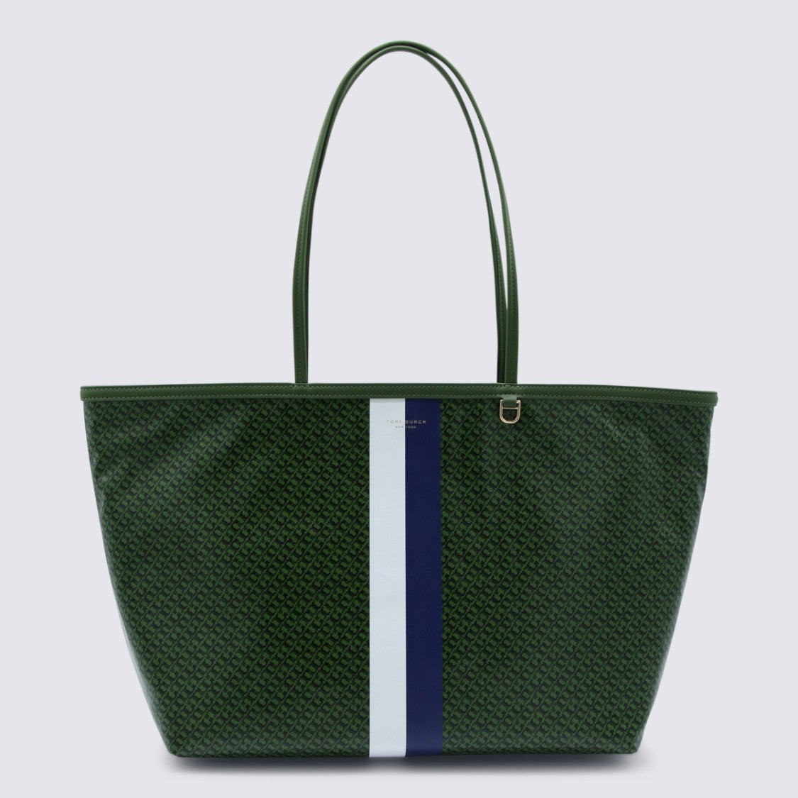 Tory Burch Textured Dark Green Tote Bag