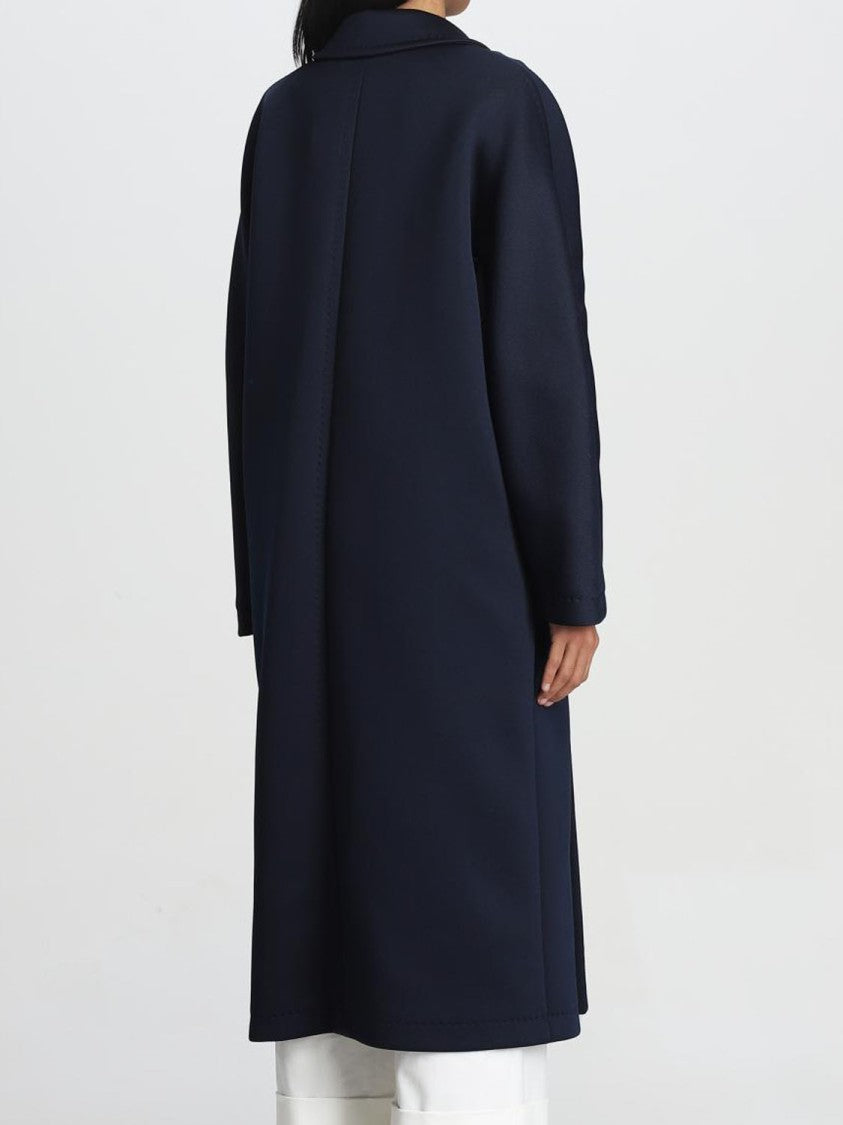 Max Mara Double-Breasted Blue Coat With Classic Lapel