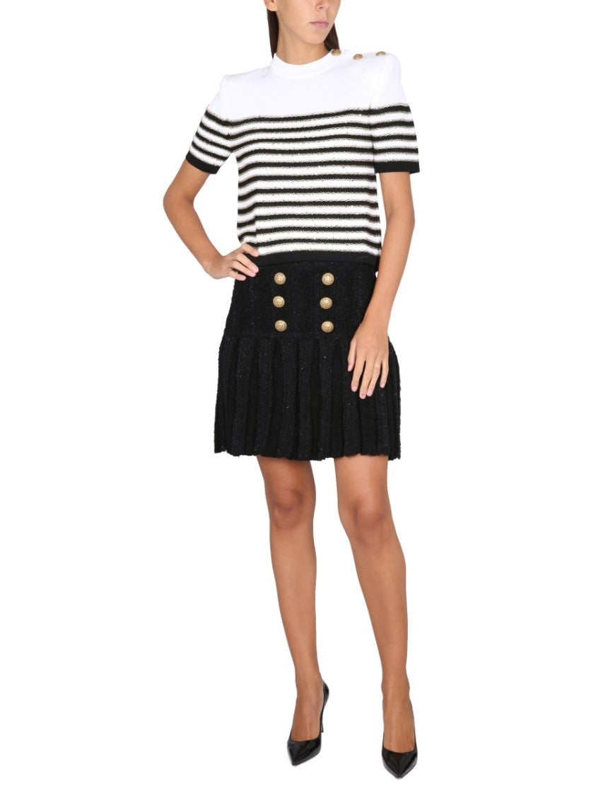 Balmain Textured Pleated Skirt