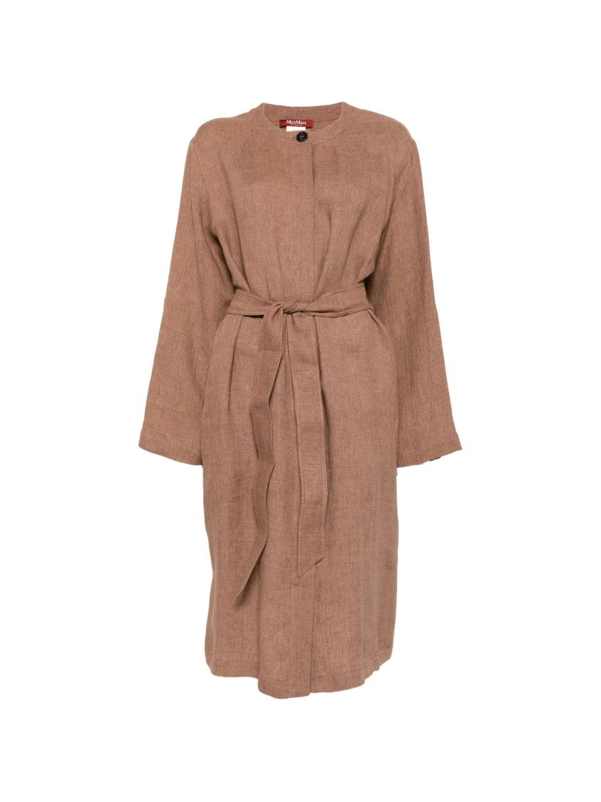 Max Mara Beige Matching Belt Linen Dress