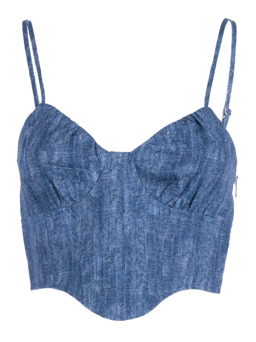 Ermanno Scervino Structured Linen Bustier Tank Top
