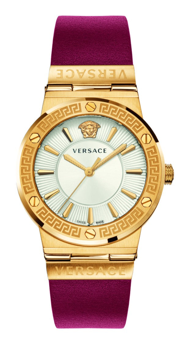 Versace Versace Greca Logo 38Mm Quartz Watch With Magenta Strap