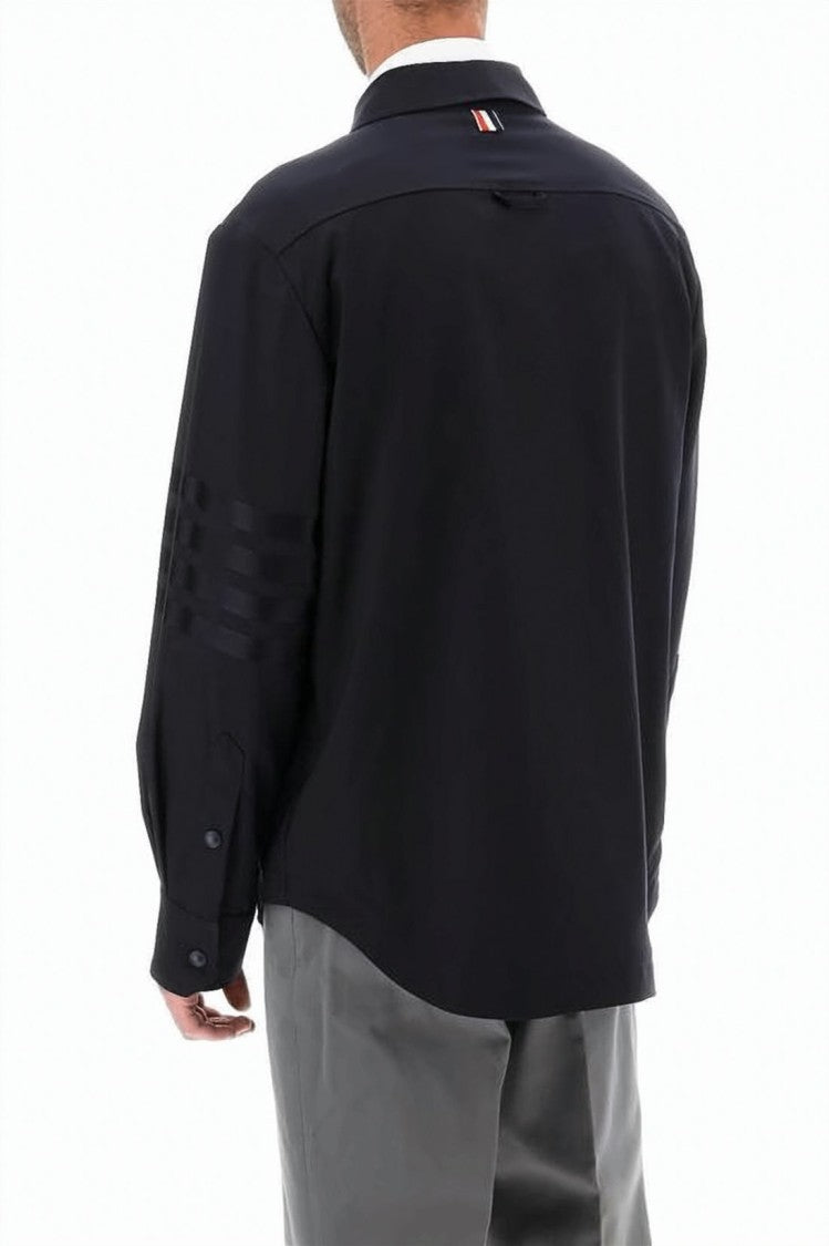Thom Browne Long-Sleeve Button-Down Shirt With Subtle Stripes