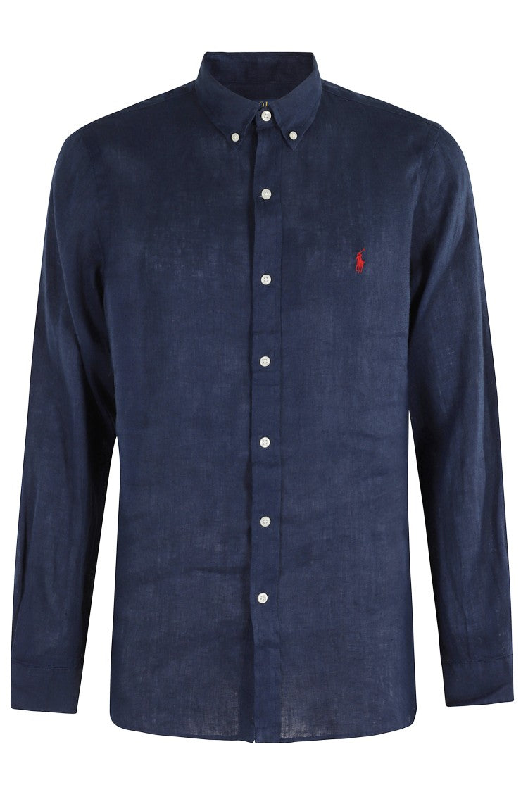 Polo Ralph Lauren Button-Down Linen Sport Shirt With Contrasting Logo
