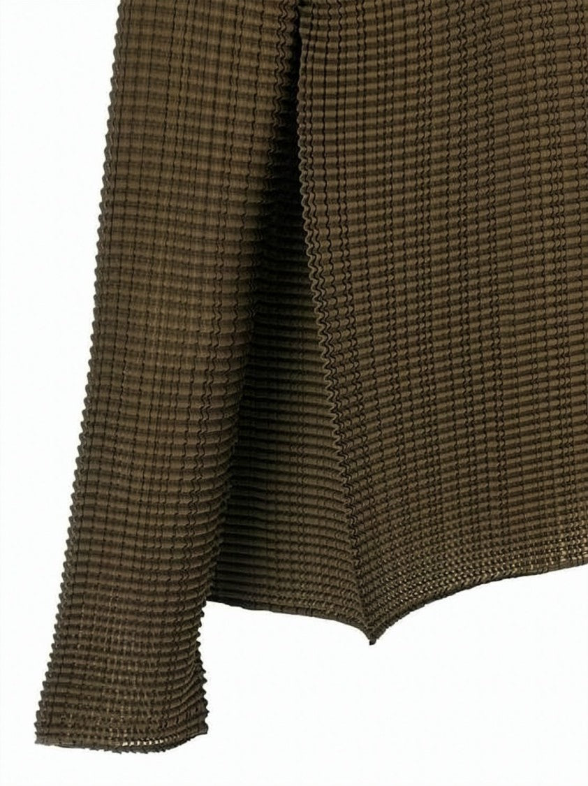 Issey Miyake Textured Pleated Blouse With Open Front Detail