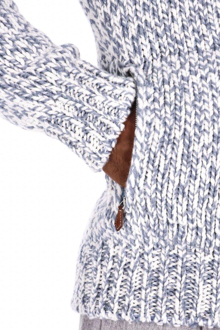 Eleventy Mouliné Full Zip Cashmere Hoodie