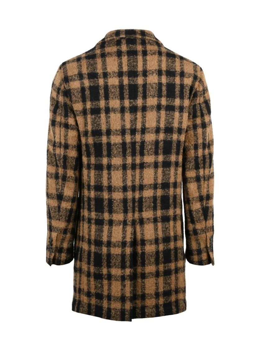 L.B.M. 1911 Beige-Black Wool-Blend Coat