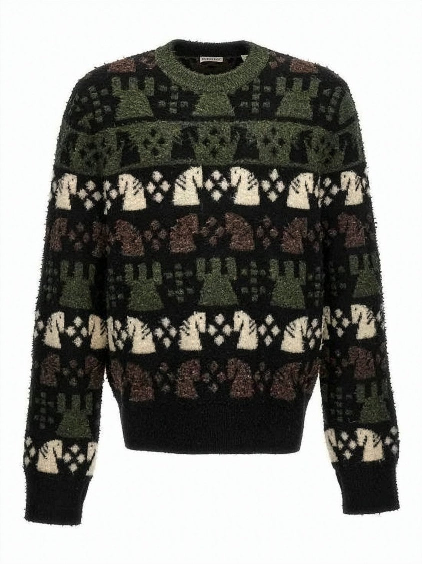 Burberry Patterned Knit Sweater With Vintage Chess Design