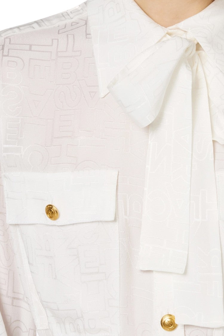 Elisabetta Franchi Cropped Sky Shirt With Bow Tie