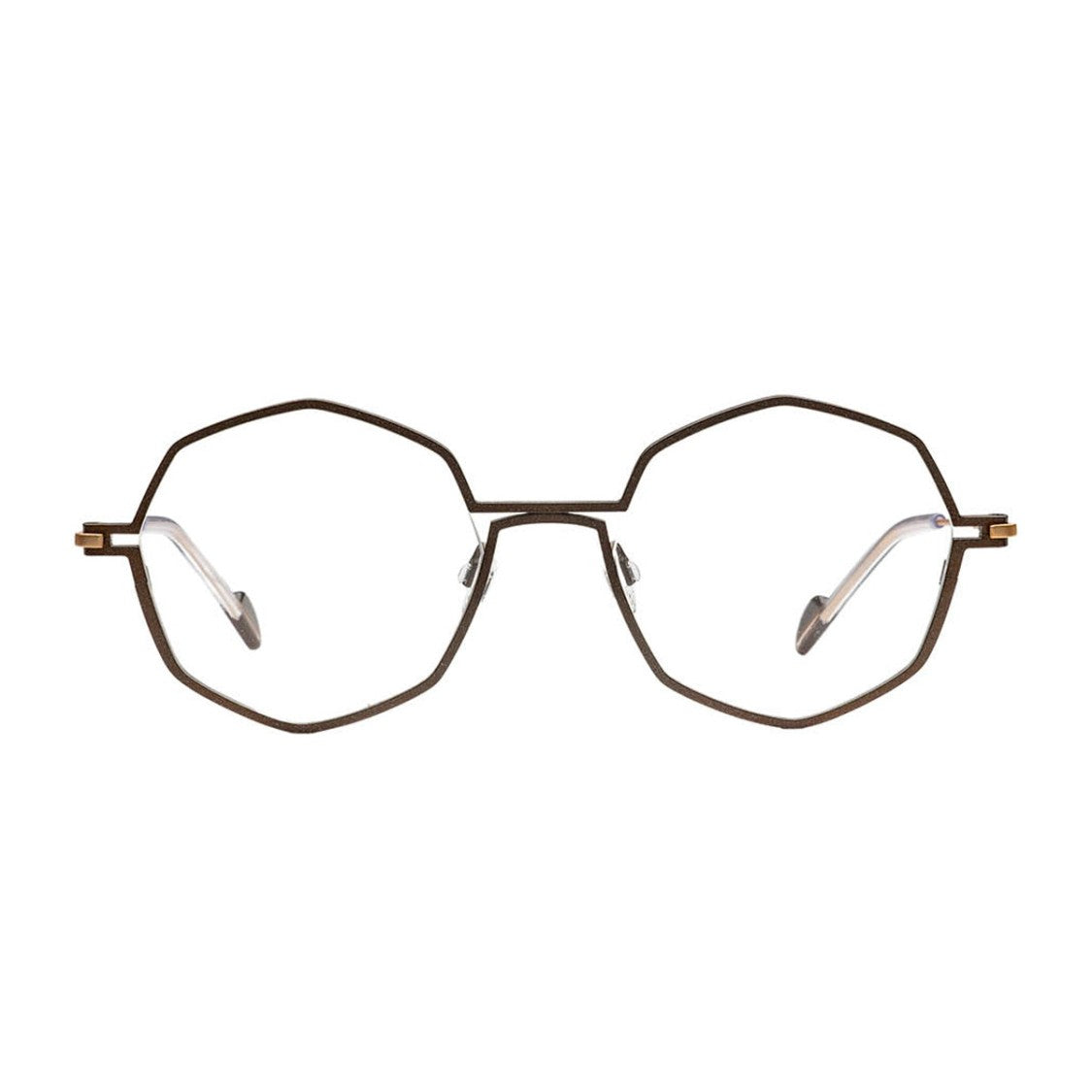 Matttew Brown Silver Metal Geometric Octagonal Sunglasses