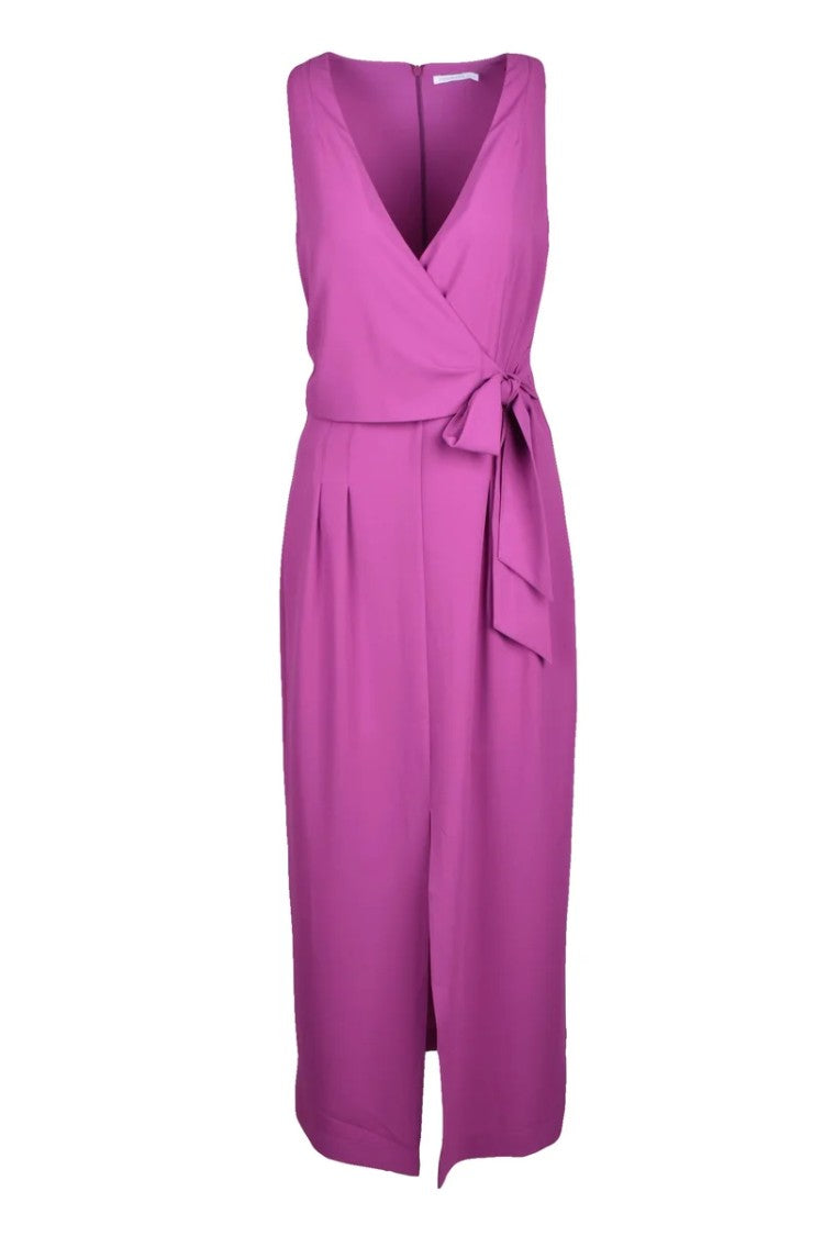 Patrizia Pepe Sleeveless Purple Midi Dress With V-Neck