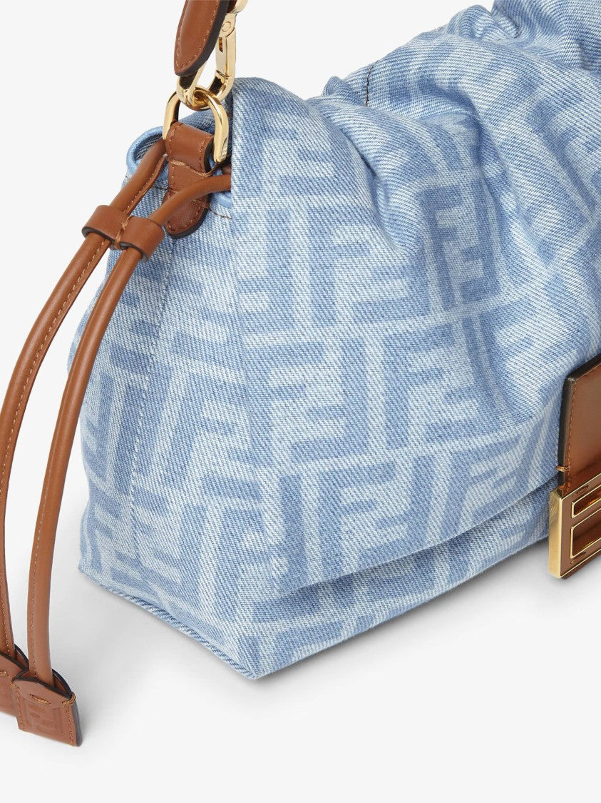 Fendi Soft Slouchy Baguette Bag With Monogram Pattern And Gold-Tone Clasp