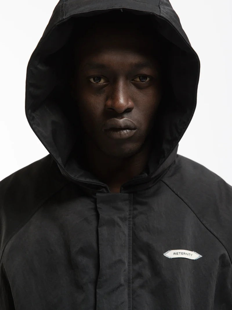 Reternity Black Boxy Oversized Puffer Nylon Down Jacket